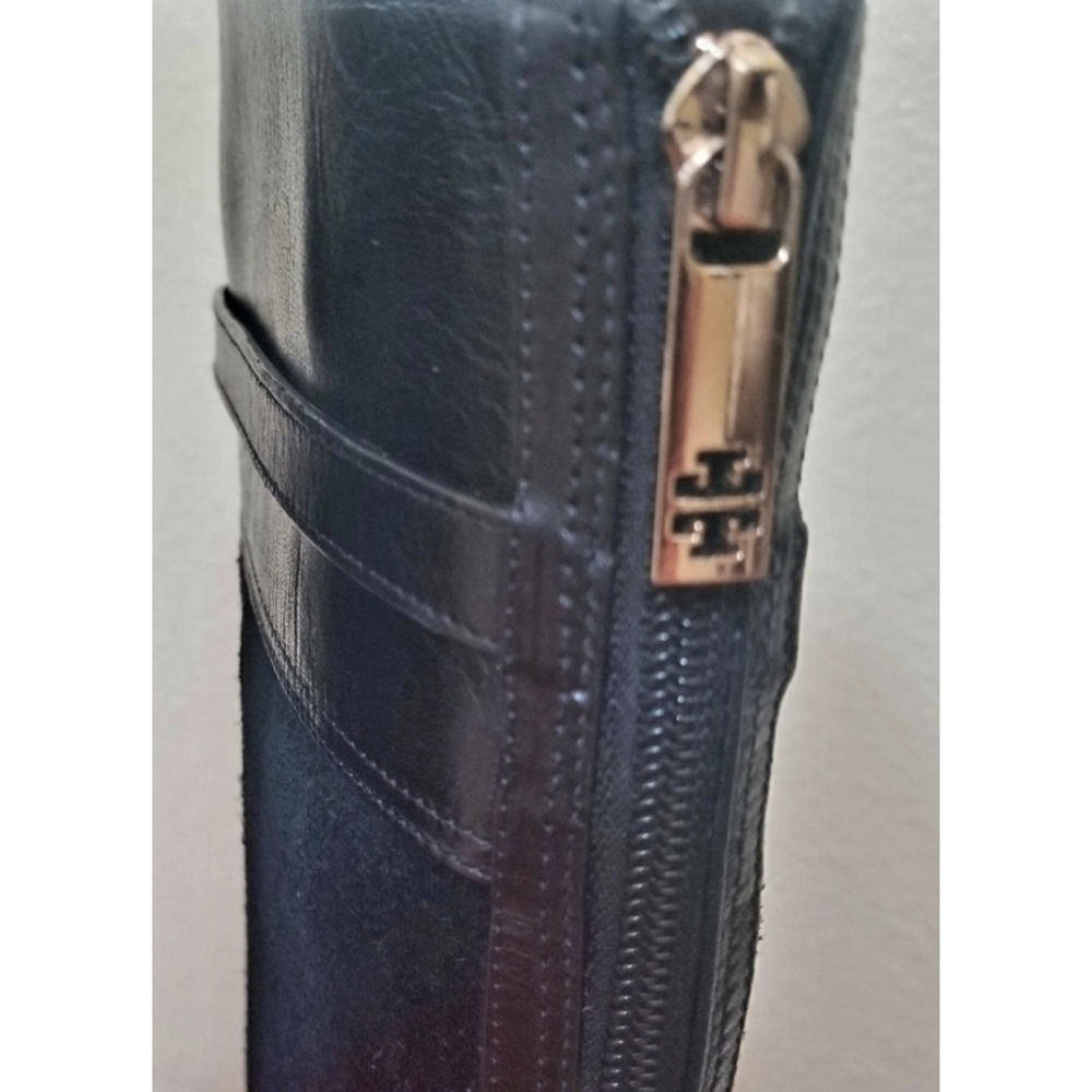 Tory Burch Jenna Black Suede & Leather Riding boot sz6.5 - Picture 4 of 6